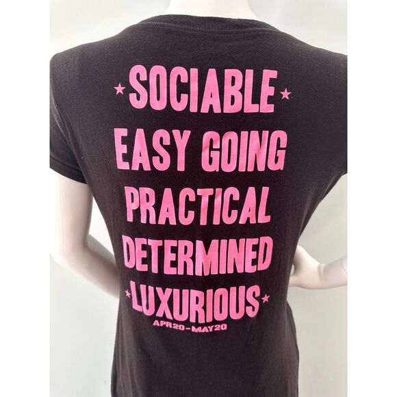 Y2k Rocker Girl Black and Pink Taurus Zodiac Sign Horoscope T Shirt Juniors XL - Picture 4 of 6